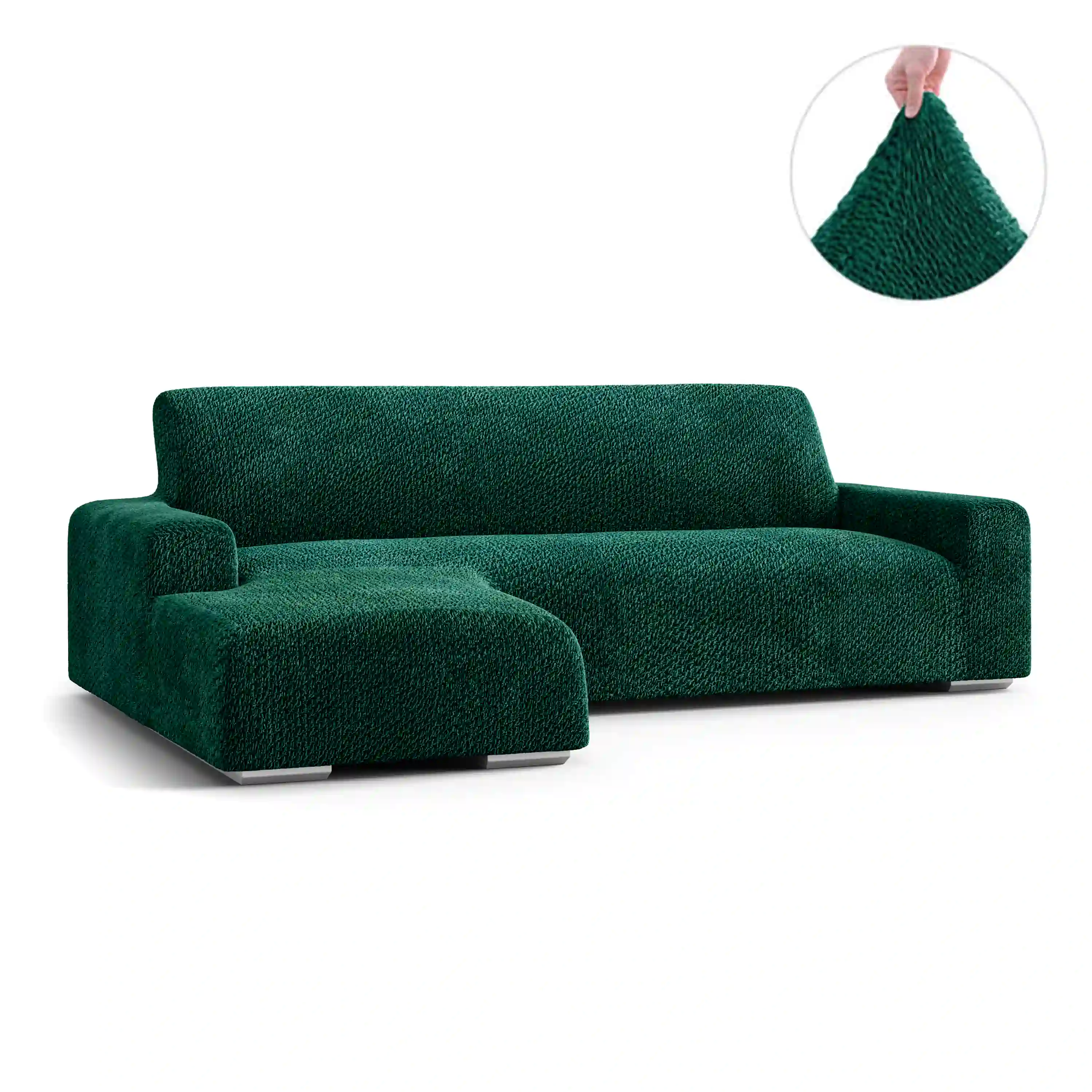 Housse de canapé en L (méridienne gauche) - Vert, Collection Velvet